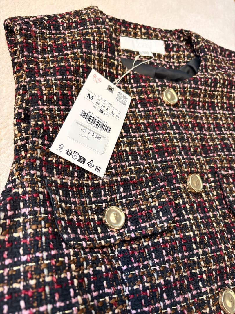 ZARA ベルト付きテクスチャーベスト M