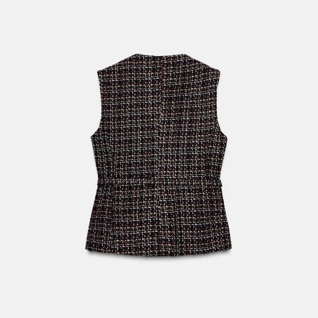 ZARA ベルト付きテクスチャーベスト M