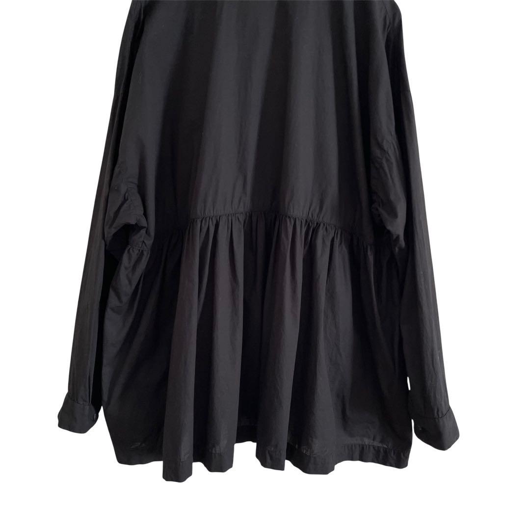 かぐれ　オープンカラーギャザーシャツ　ブラック　コットン　フリー　開襟　23