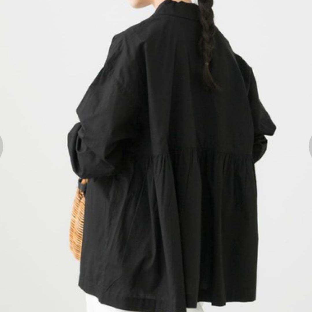 かぐれ　オープンカラーギャザーシャツ　ブラック　コットン　フリー　開襟　23