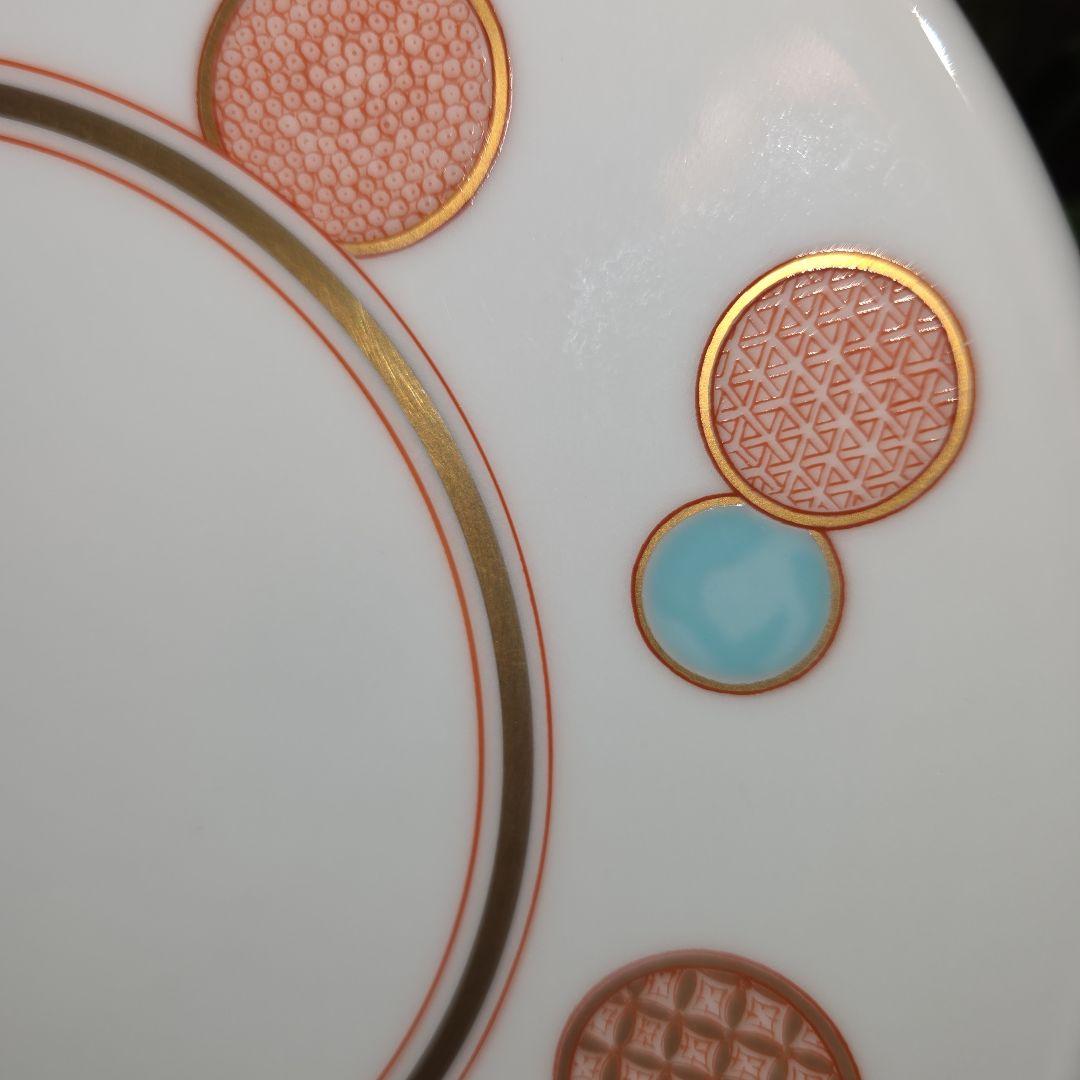 深川製磁　赤絵 丸紋　手毬　プレート　中皿　19.5cm 　5枚