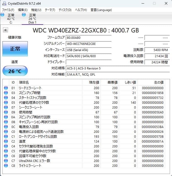 Western Digital 4TB 内蔵型SATAハードディスク 2台セット