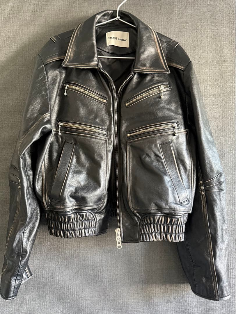 ジャケット・アウター VACANT Archive COW LEATHER BLACK JACKET