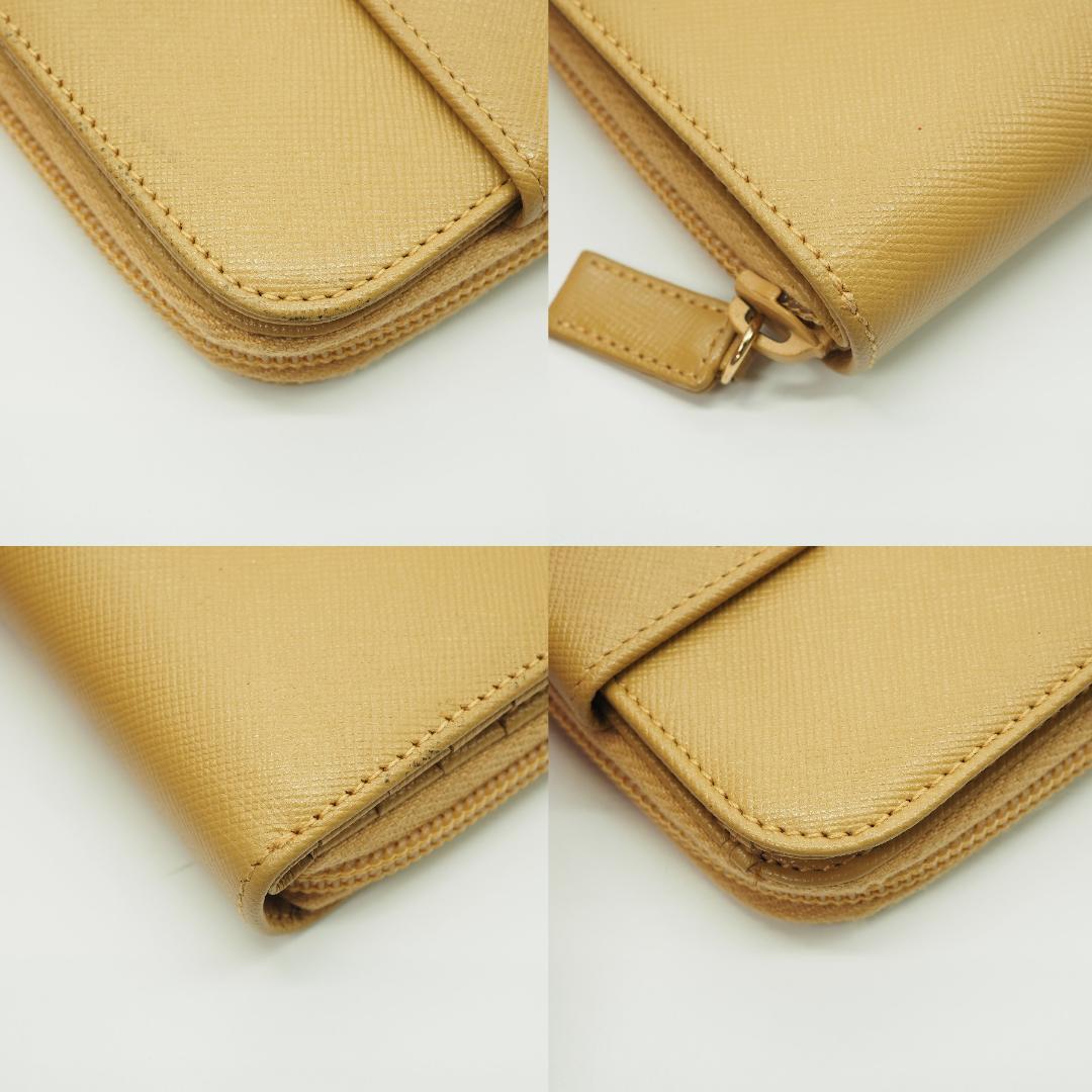 【美品】PRADA プラダ 二つ折り財布 サフィアーノ ラウンドファスナー