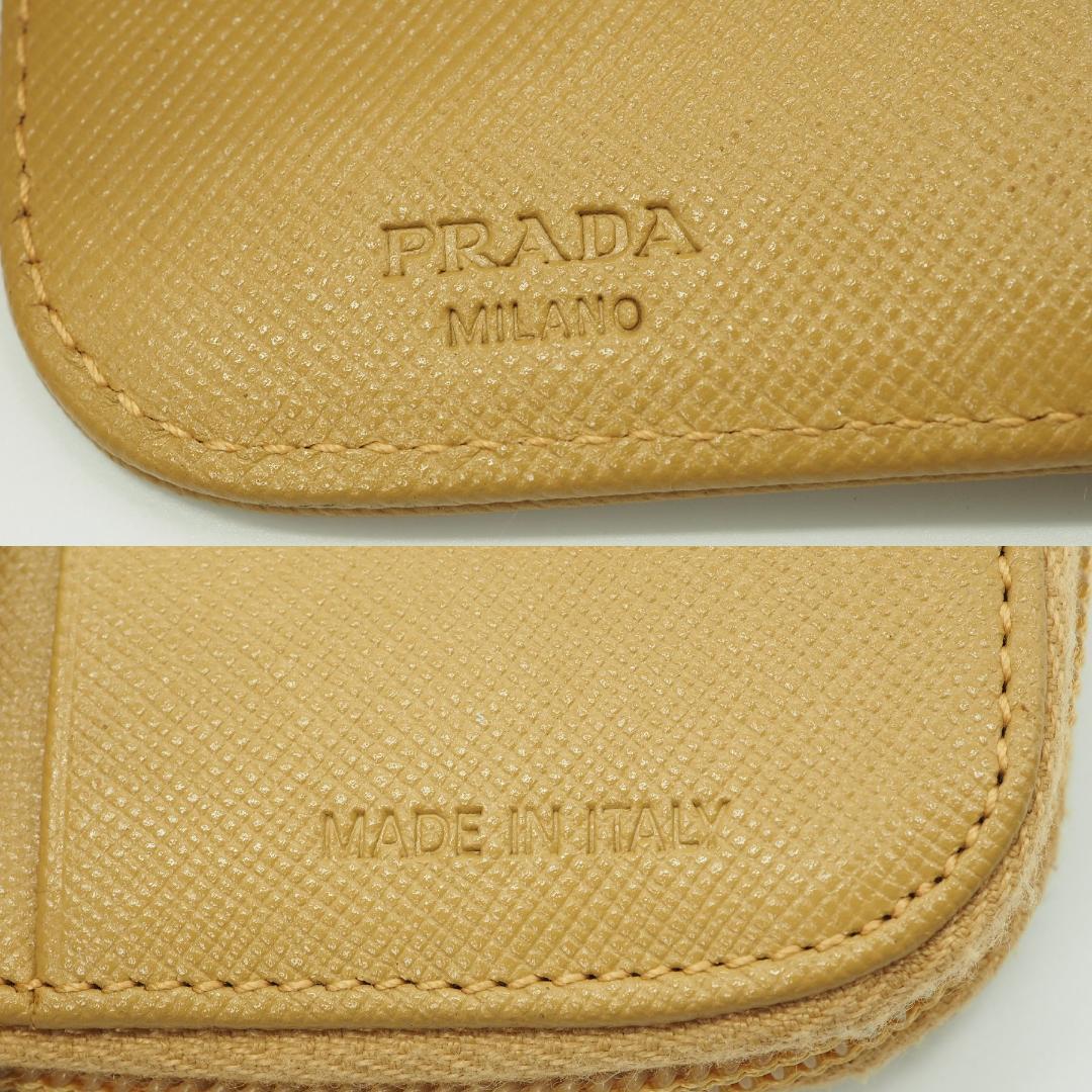 【美品】PRADA プラダ 二つ折り財布 サフィアーノ ラウンドファスナー