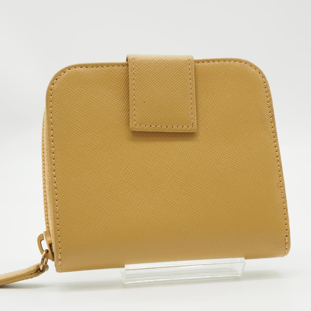 【美品】PRADA プラダ 二つ折り財布 サフィアーノ ラウンドファスナー