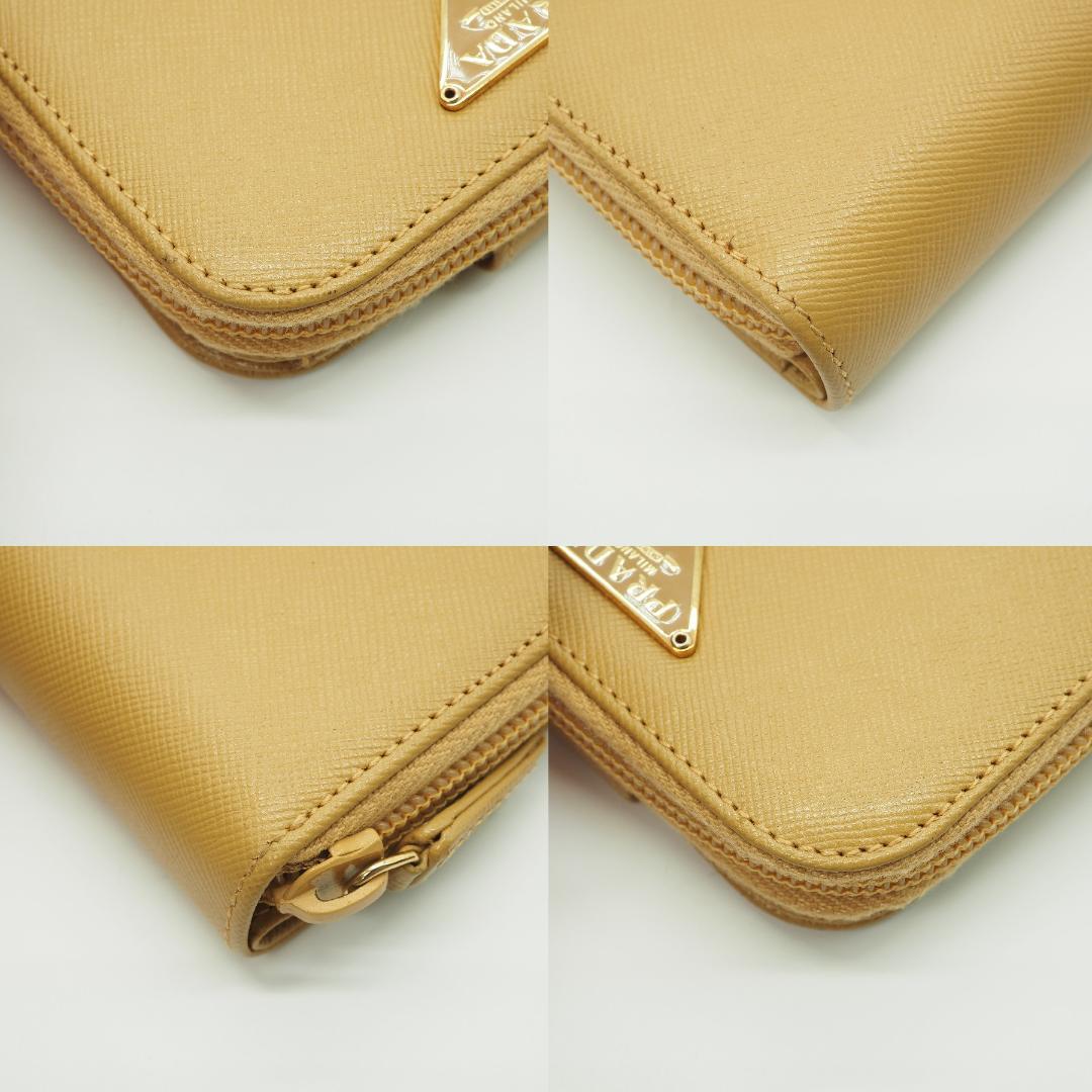 【美品】PRADA プラダ 二つ折り財布 サフィアーノ ラウンドファスナー