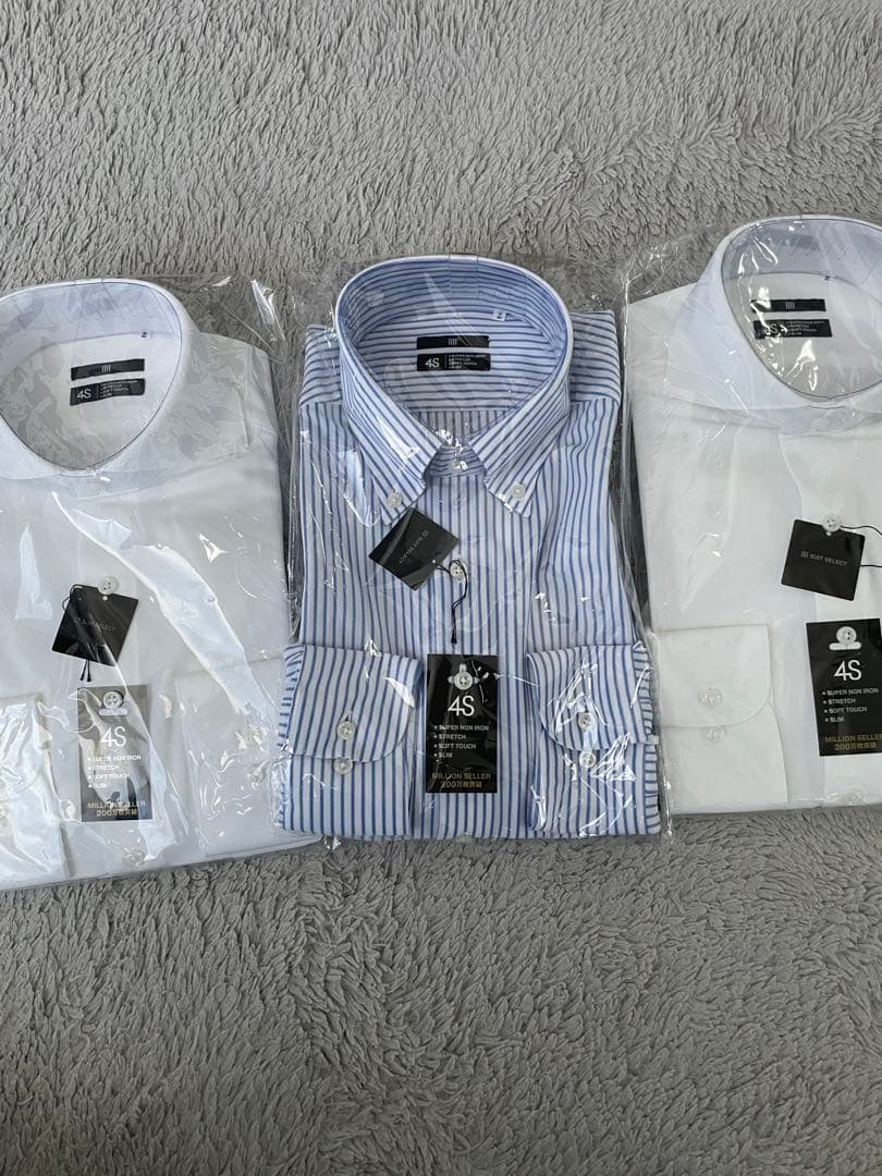 スーツセレクトの4S アイロンがけ不要 長袖シャツセット