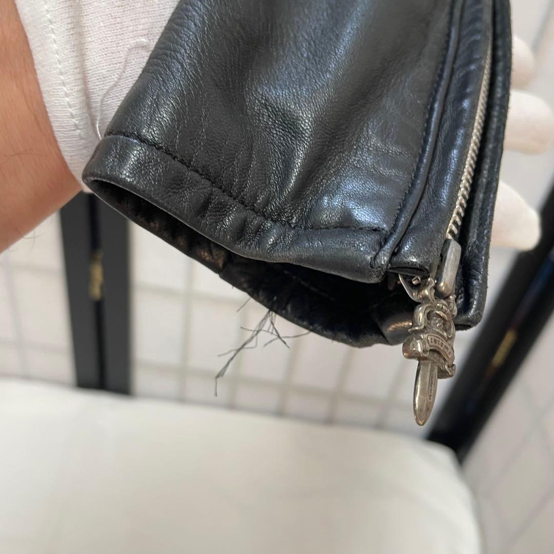 【内張り破れ】クロムハーツ レザー シングルライダース レディースM