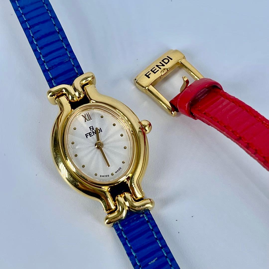 【稼働品】FENDI/フェンディ 640L 革 レディース　替ベルト　赤、青