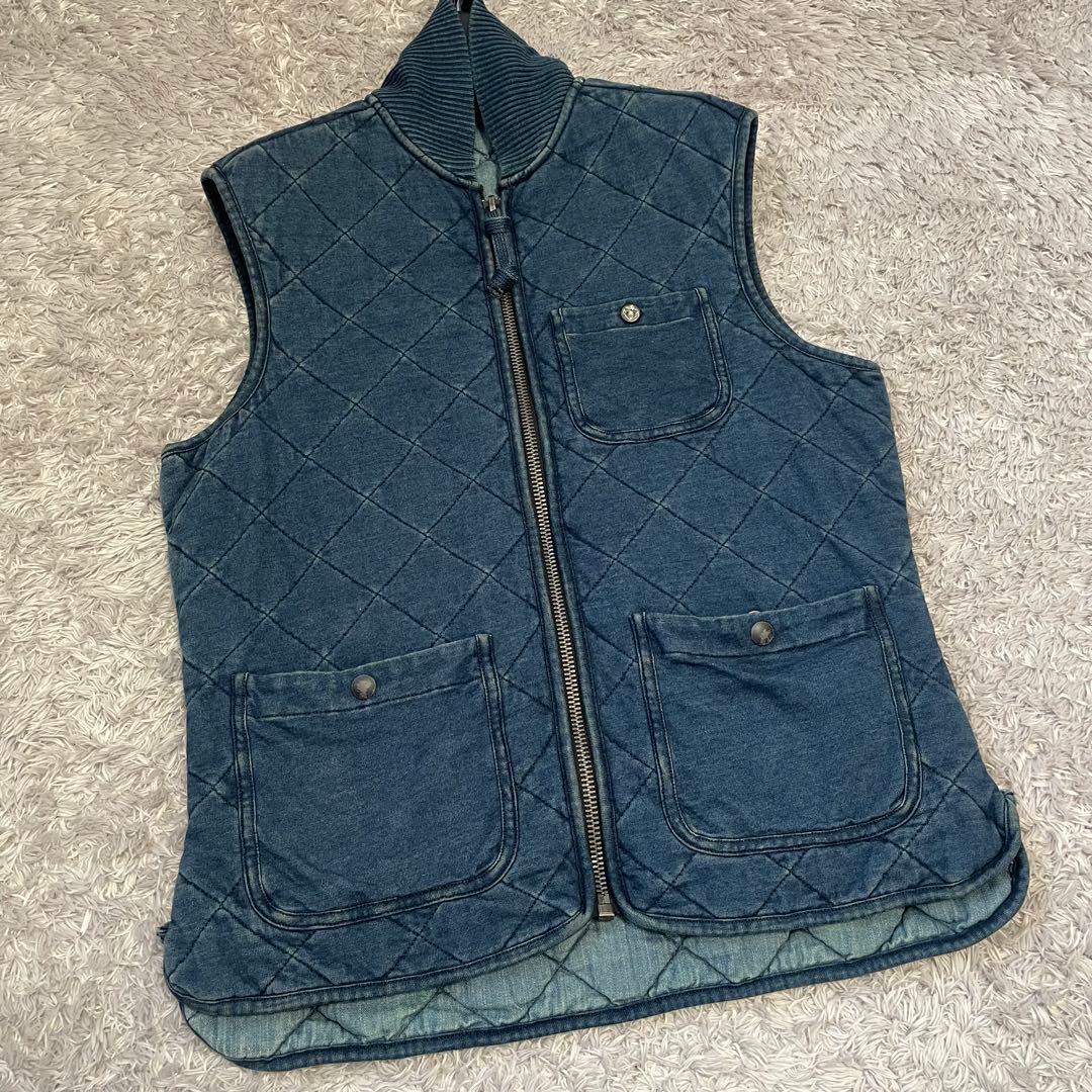 極美品　ポロラルフローレン　ベスト　キルティング　インディゴ染め　デニム　大きめ