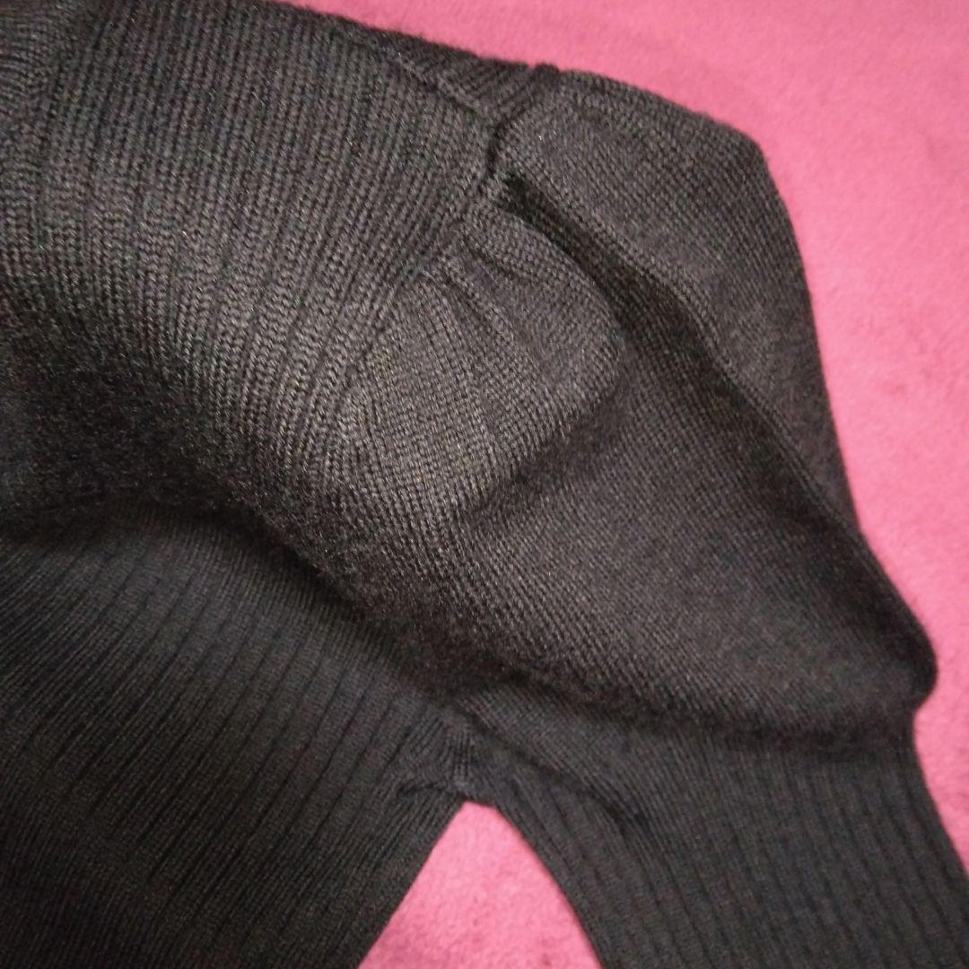 エムズグレイシーパフスリーブリボンリブニットブラック38