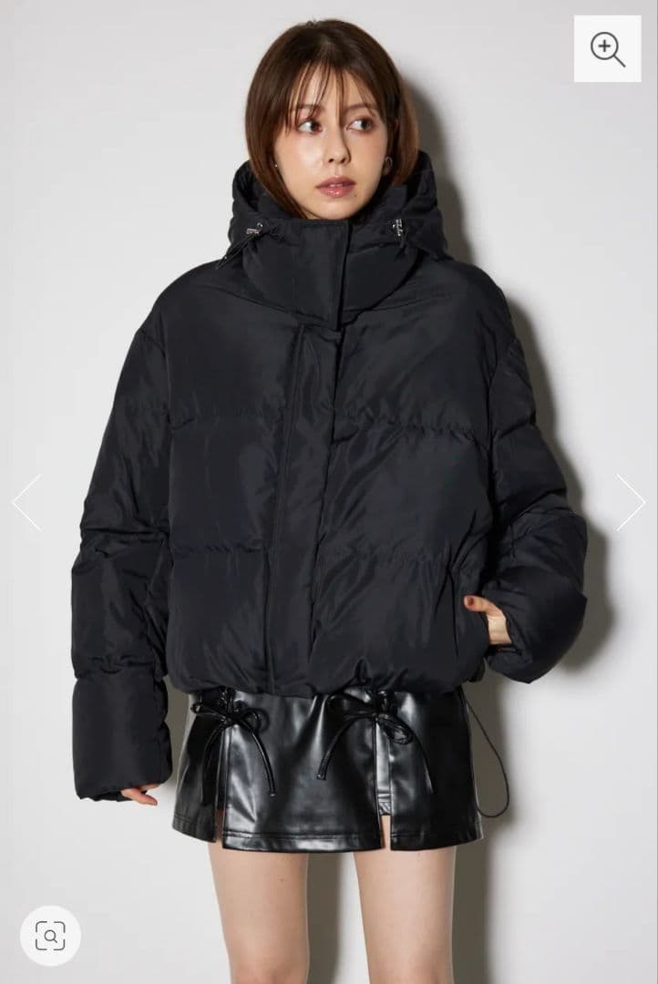 rienda フード付きショートダウンジャケット ベージュ M