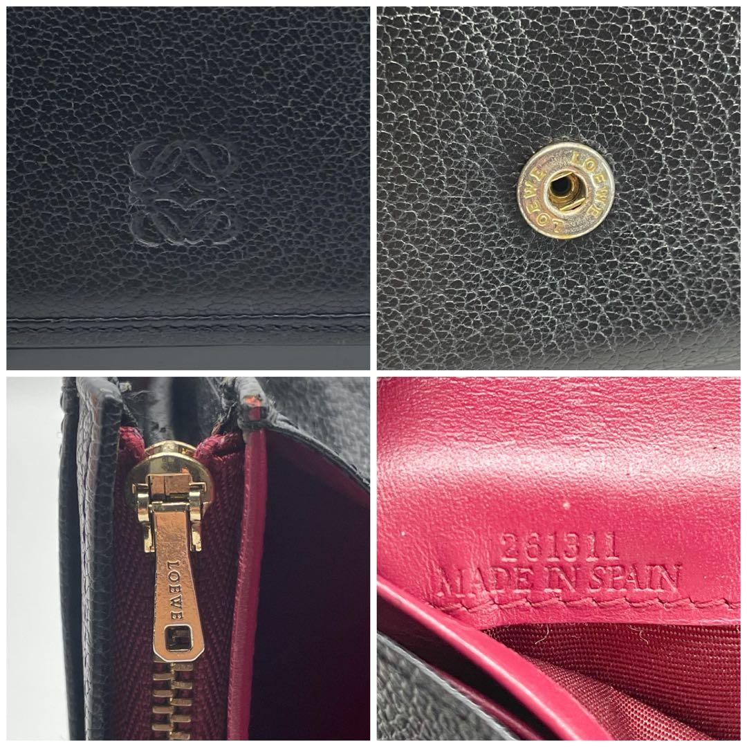 ロエベ　アナグラム　二つ折り　財布　コンパクト　ウォレット　ブラック