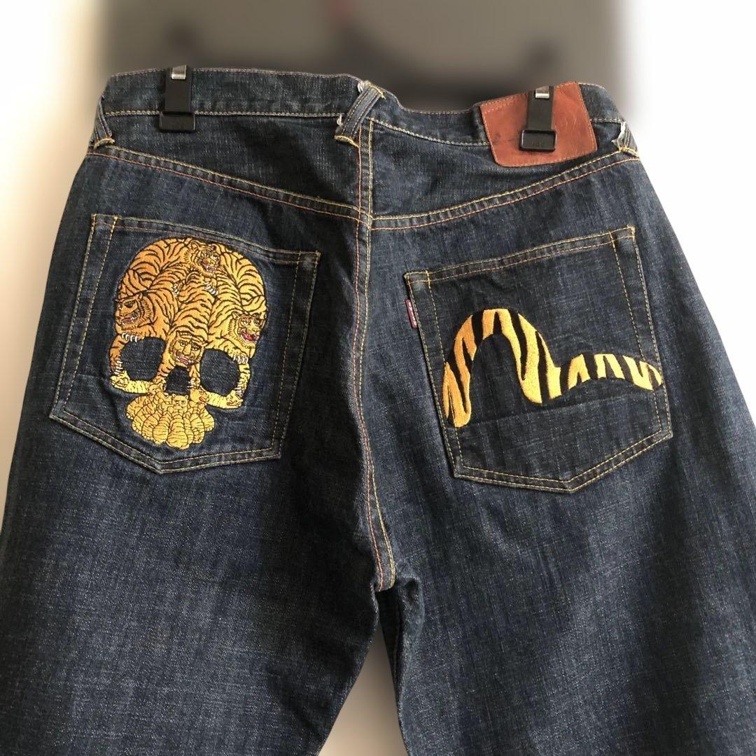 S*E様 エヴィス　デニムパンツ　ジーンズ　虎ドクロ 濃紺　美品　希少　レア
