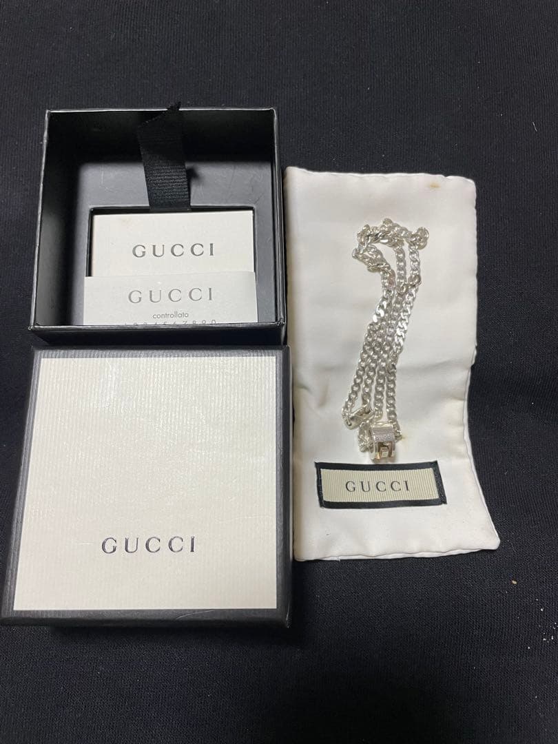 グッチ GUCCI ネックレス Gロゴ スクエアトップ シルバー925 刻印有