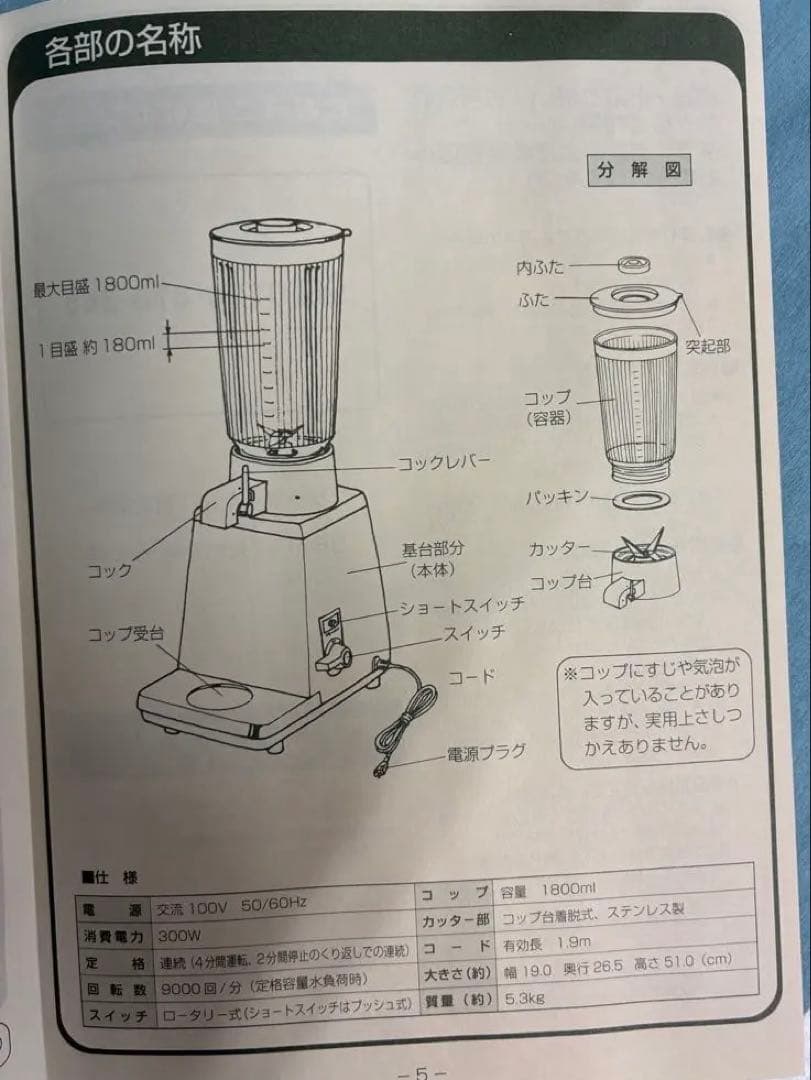National MX15-1S業務用ミキサー