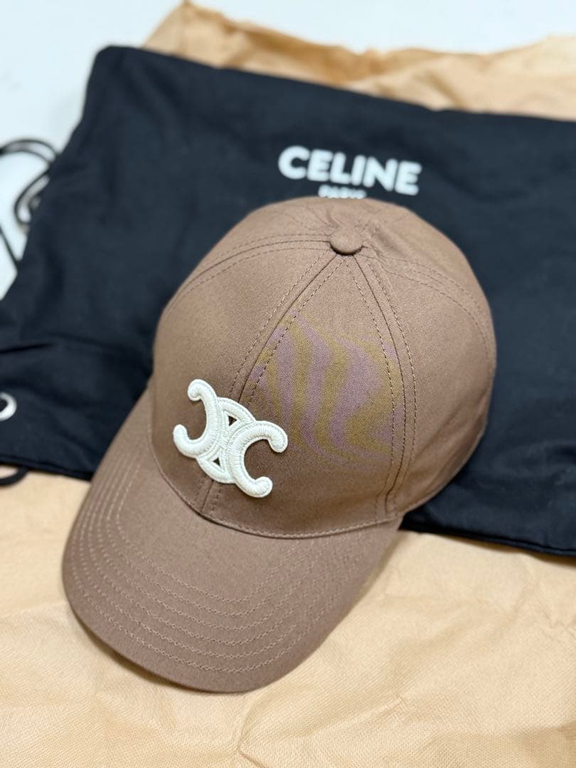 新品CELINE ブラウン ベースボールキャップ S
