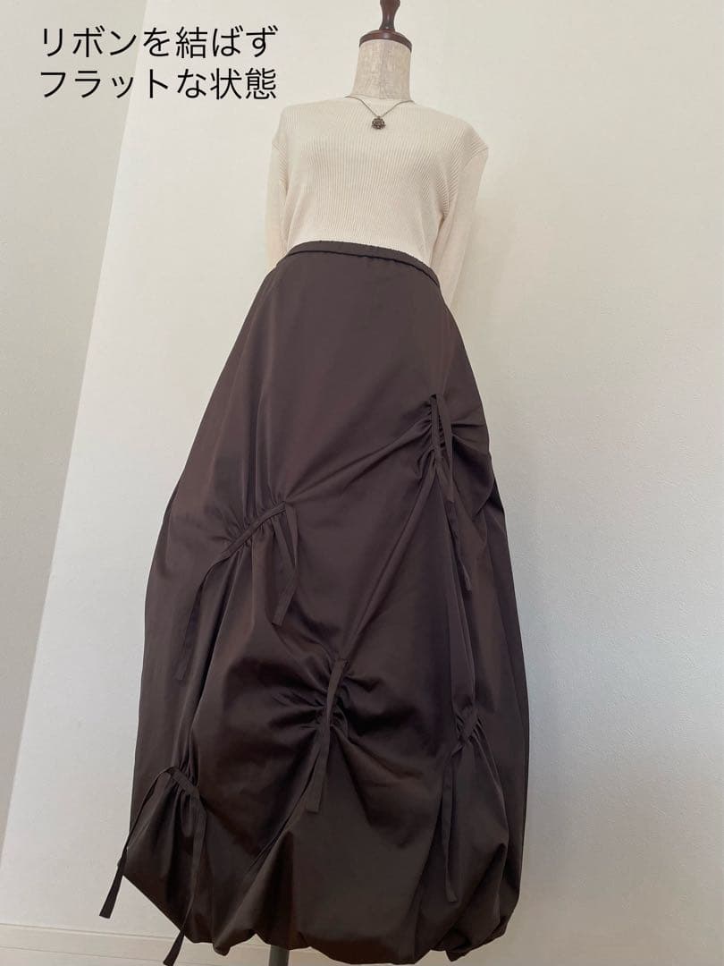 【エイココンドウ】EIKO KONDOアシンメトリーバルーンリボンスカート