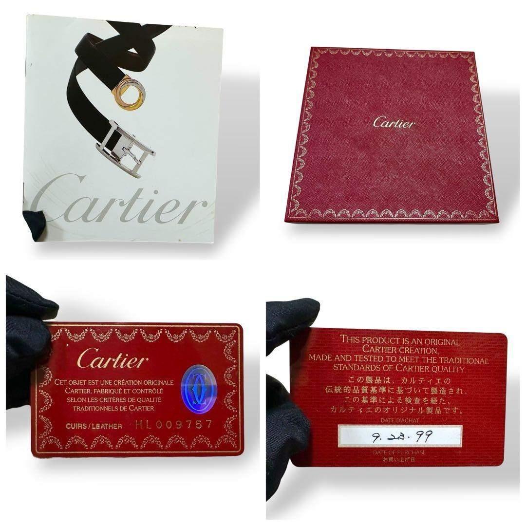 未使用級 カルティエ ベルト レザー ボルドー ゴールドバックル ダブルC ロゴ