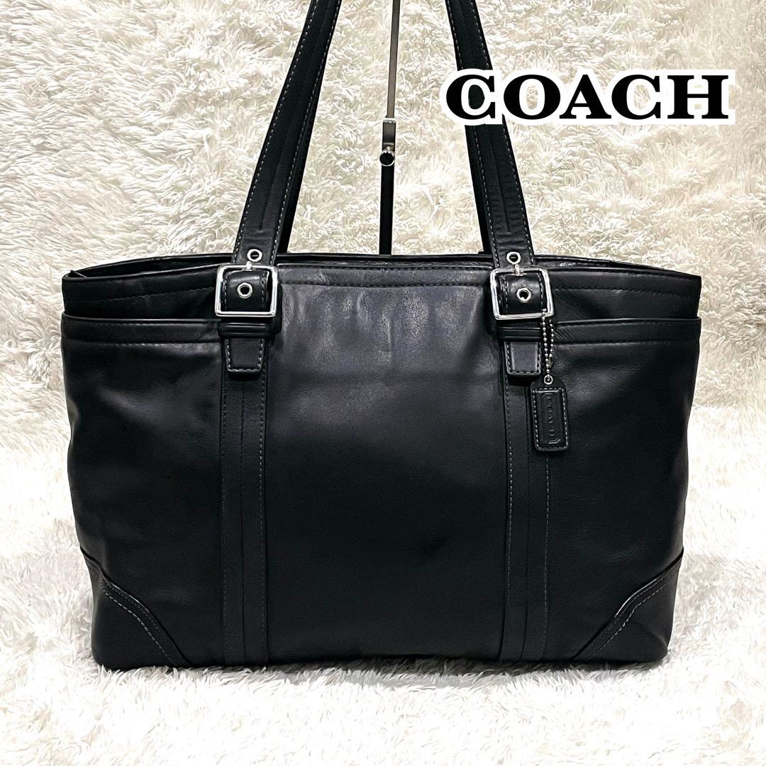 美品✨COACH コーチ メンズ ビジネス トートバッグ ブラック レザー