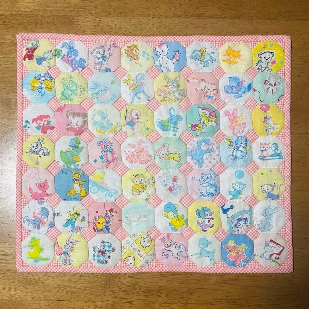 パッチワークキルト　ビンテージのオクタゴンのキルト