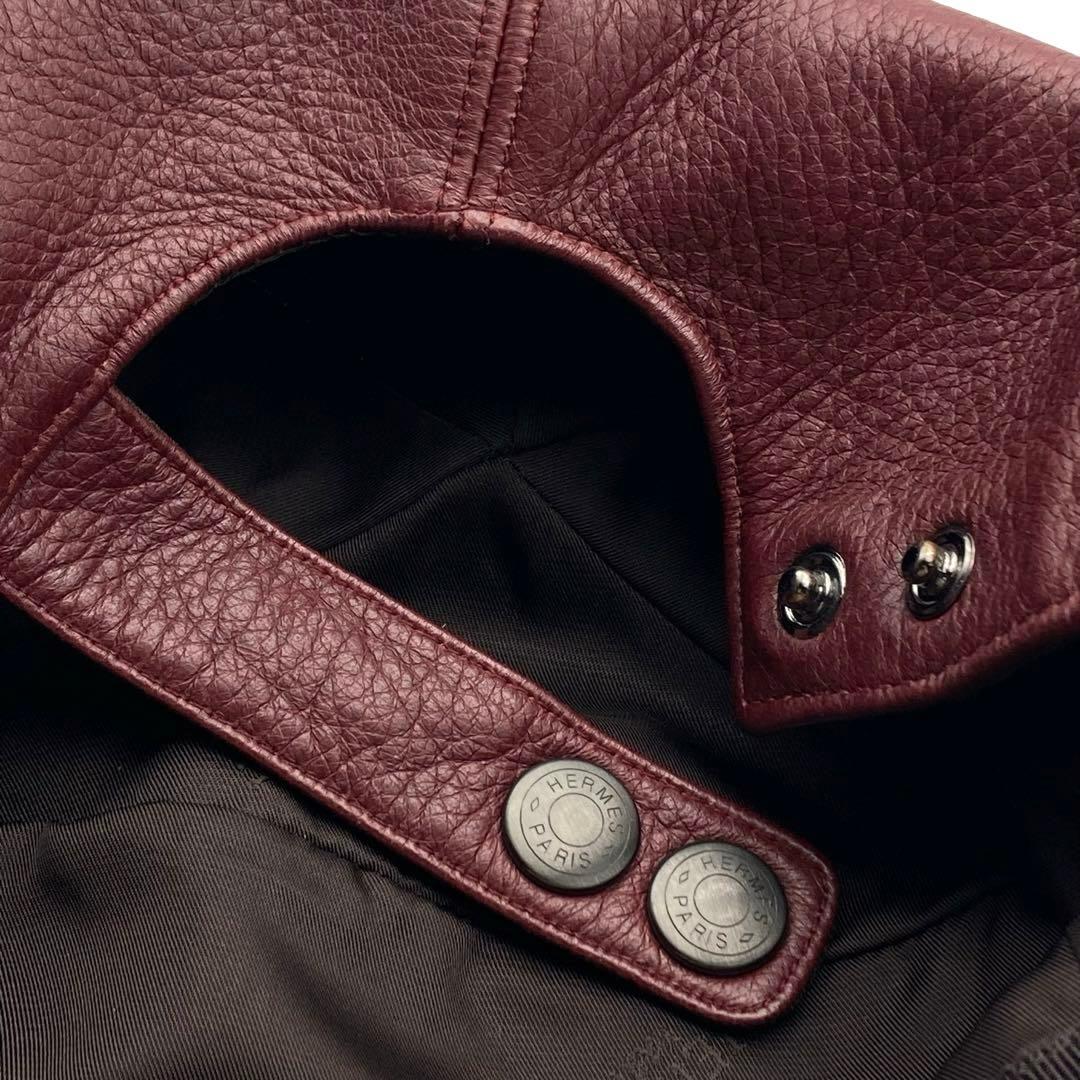 【美品】エルメス ディアスキン キャップ Hロゴ刺繍 クルードセル セリエボタン