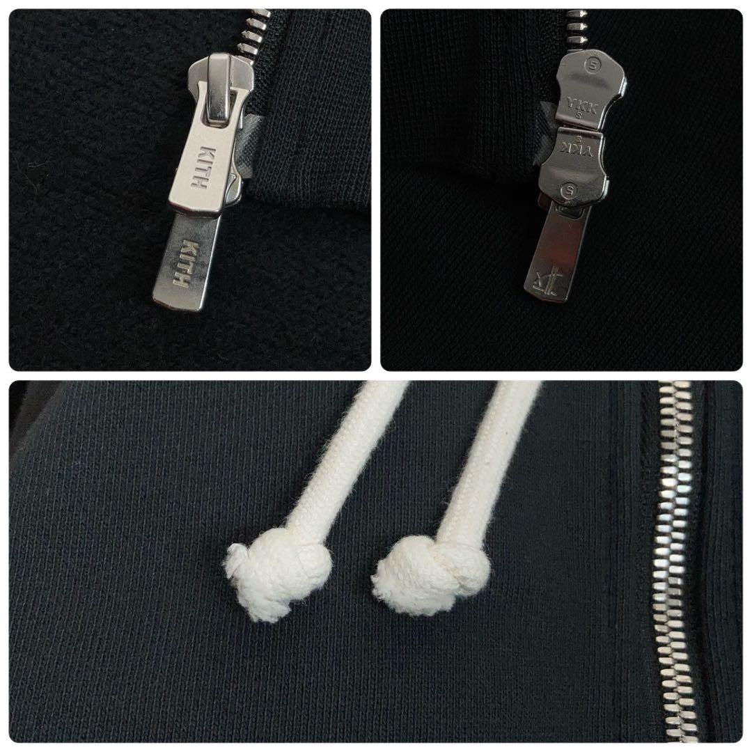 KITH フルジップパーカー 刺繍ロゴ 黒 M.