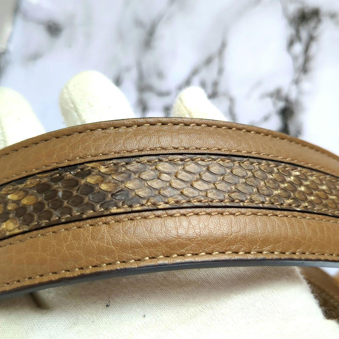 【美品】グッチ☆パイソン　GG柄　金金具　ベルト　メンズ