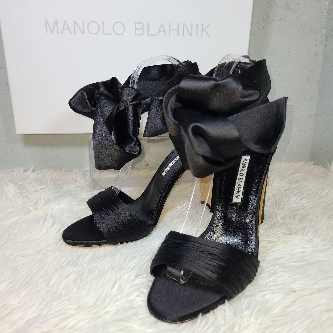 【MANLO BLAHNIK】MISAM　サテンリボン　ハイヒールサンダル