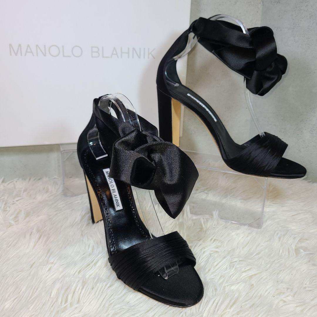 【MANLO BLAHNIK】MISAM　サテンリボン　ハイヒールサンダル