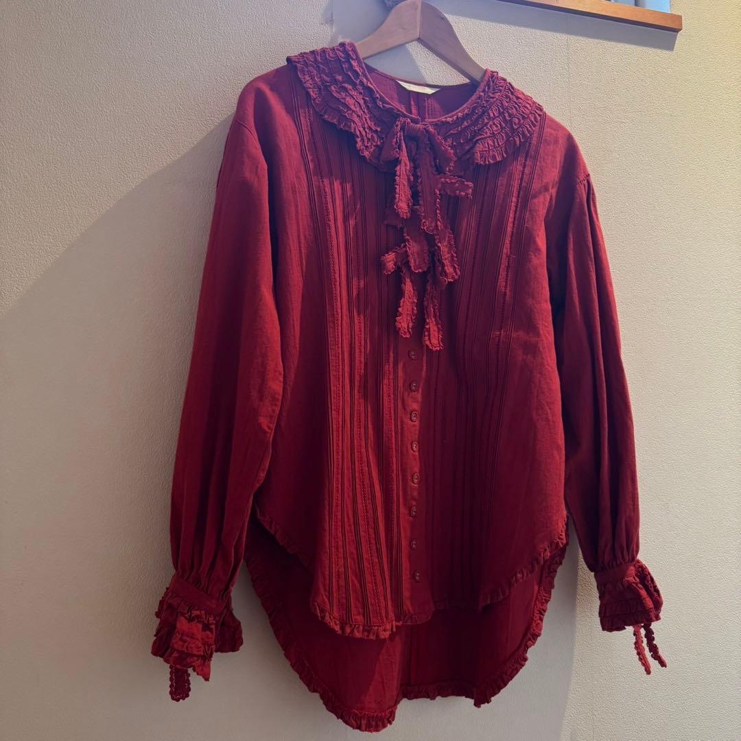 ピンクハウス　 PINK HOUSE 長袖　フリルブラウス　 赤