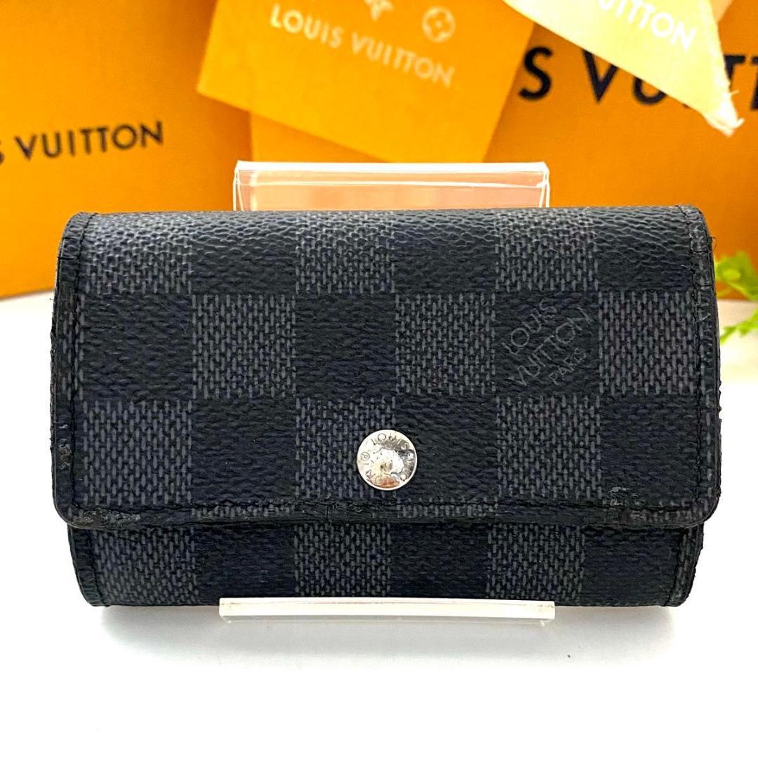 ルイ ヴィトン◎ミュルティクレ6 ダミエ グラフィット キーケース 6連 黒