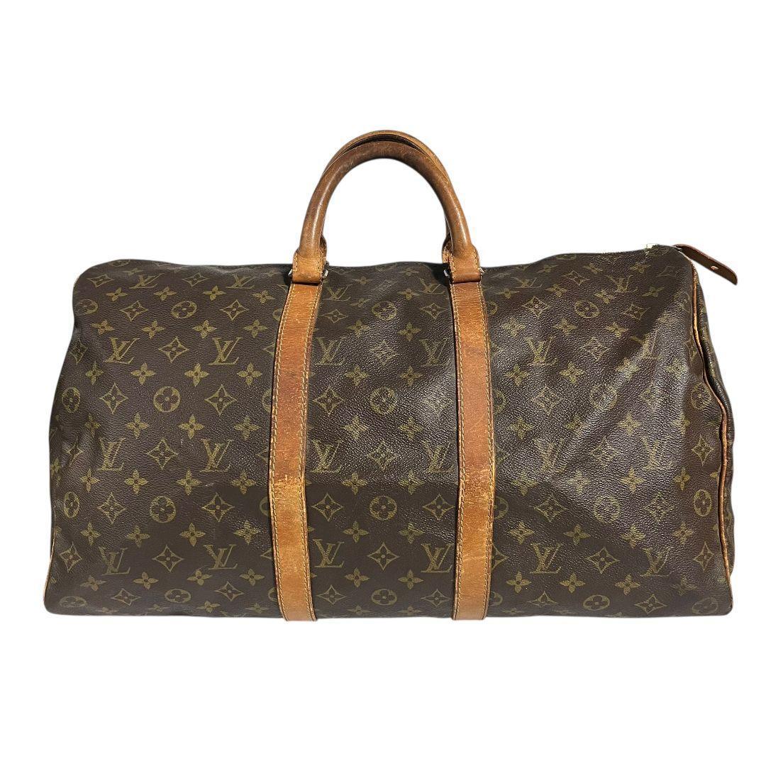 鑑定済　ルイヴィトン　モノグラム　キーポル50　ボストンバッグ　茶　旅行用バッグ