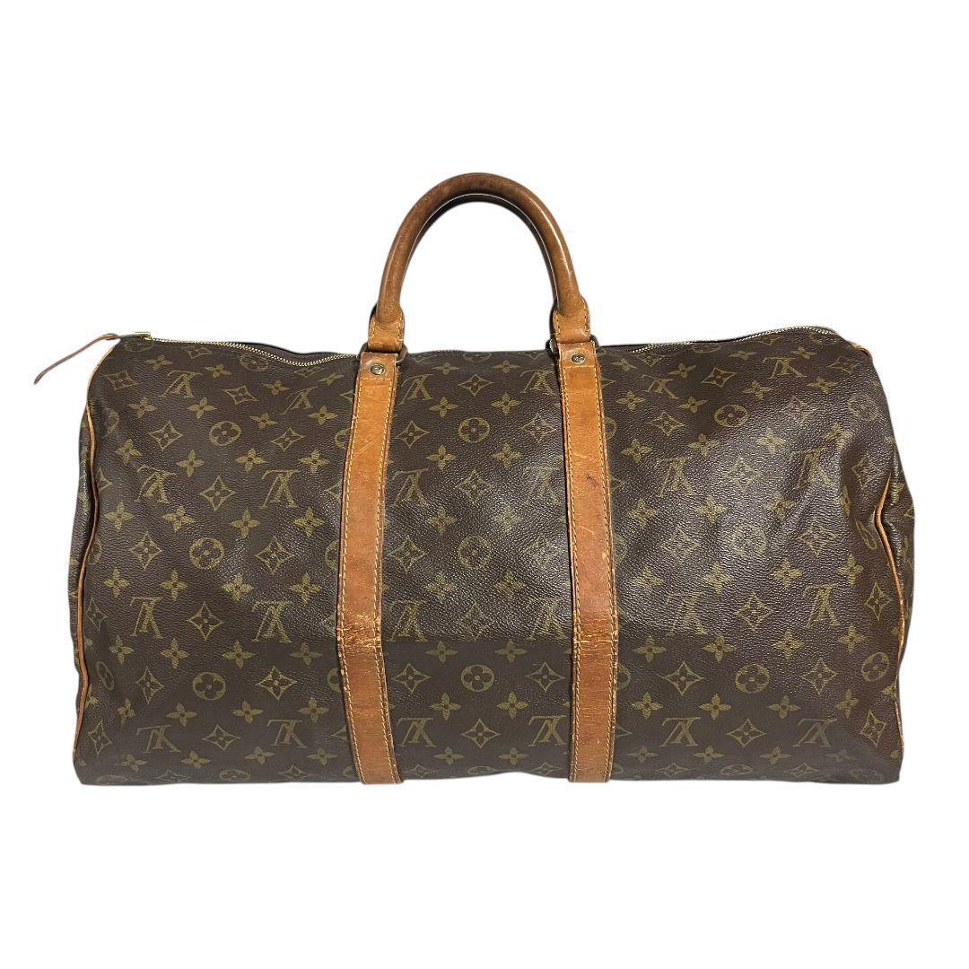 鑑定済　ルイヴィトン　モノグラム　キーポル50　ボストンバッグ　茶　旅行用バッグ