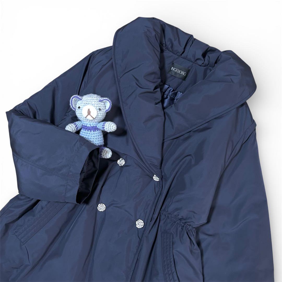 極美品　24/AW　インゲボルグ　ショールカラーダブル中綿コート　花型ボタン