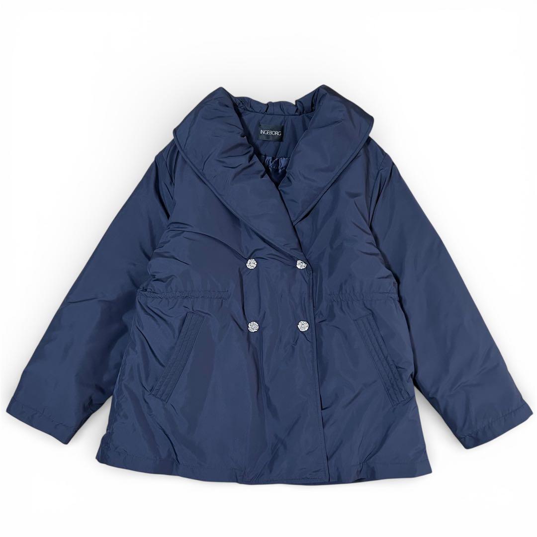 極美品　24/AW　インゲボルグ　ショールカラーダブル中綿コート　花型ボタン