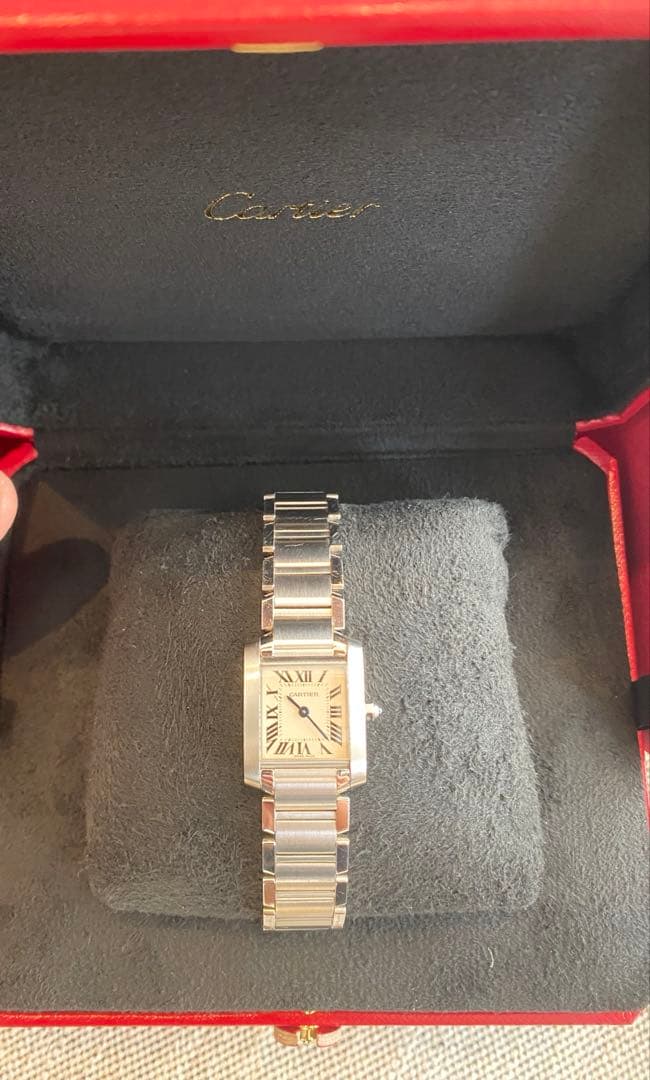 【美品稼働中】カルティエ タンクフランセーズSM W51008Q3 箱、コマつき
