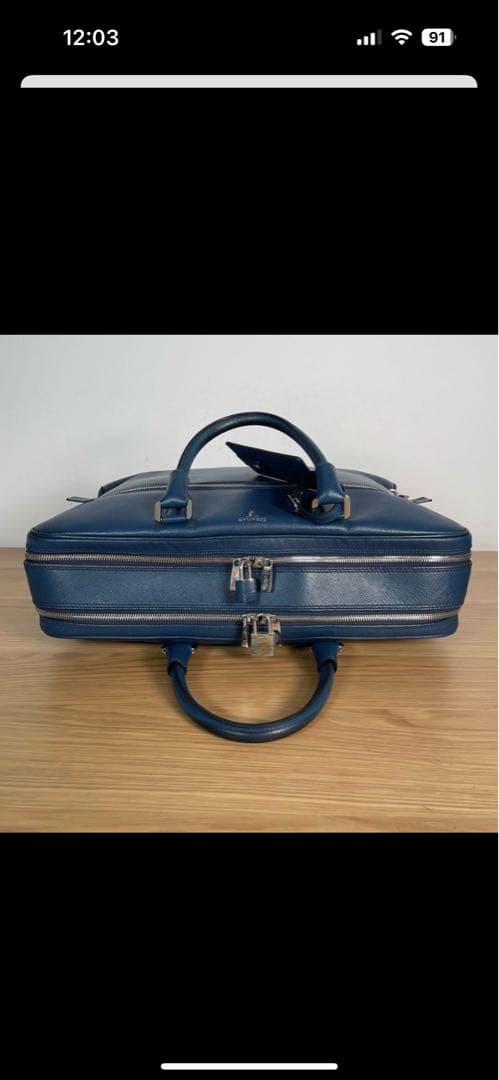 C*7様 セラピアン　ビジネスバッグ　ブリーフケース　レザー　ブルー　2way