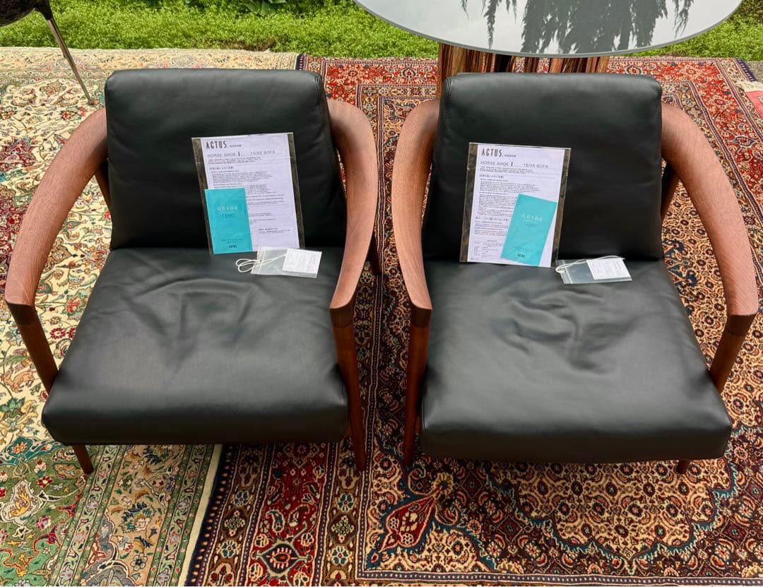 ぺこさん専用 アクタス HORSE SHOE 本革×マホガニー 高級1Pソファ