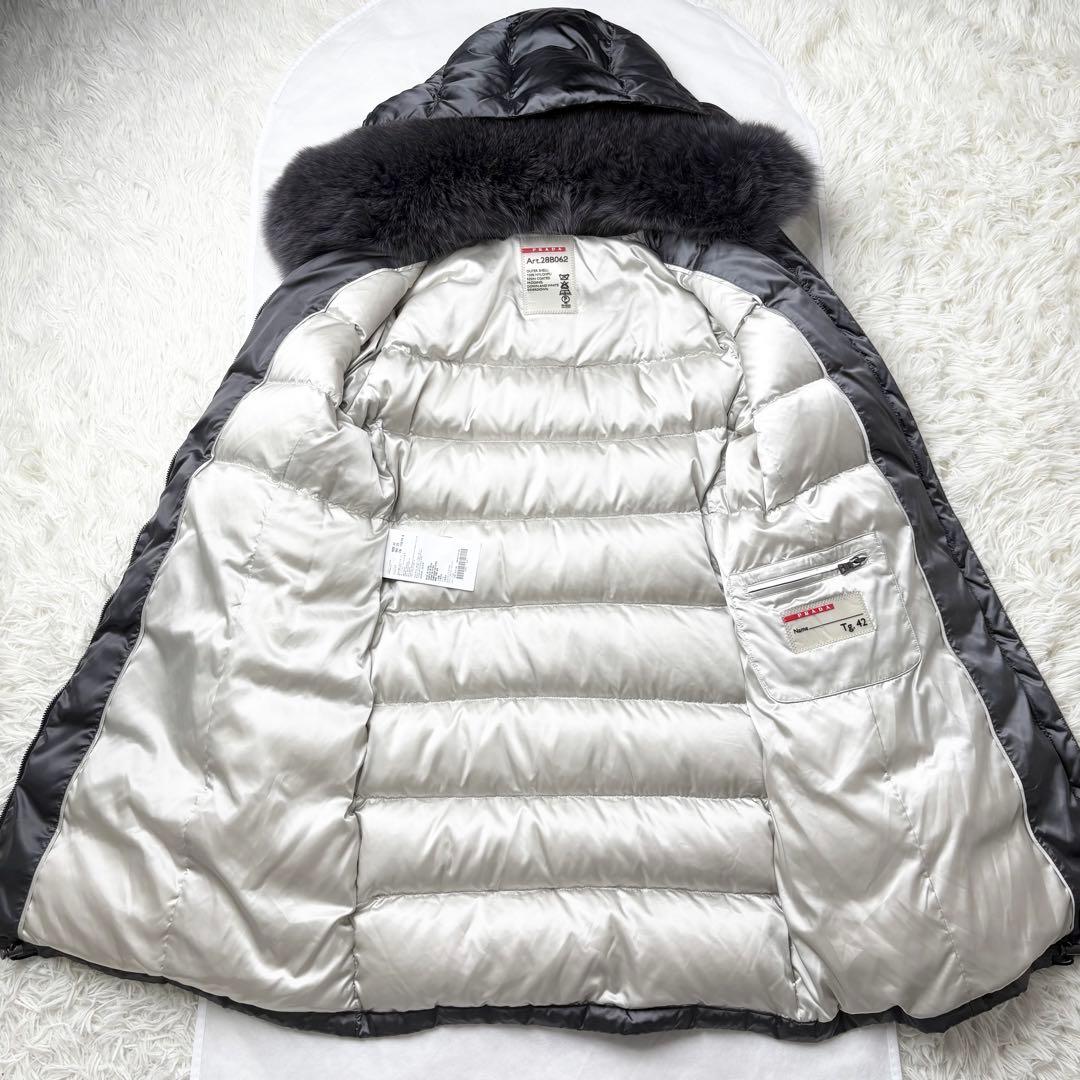 プラダ 2way ロングダウン フード ファー ベルト トライアングルロゴ 42