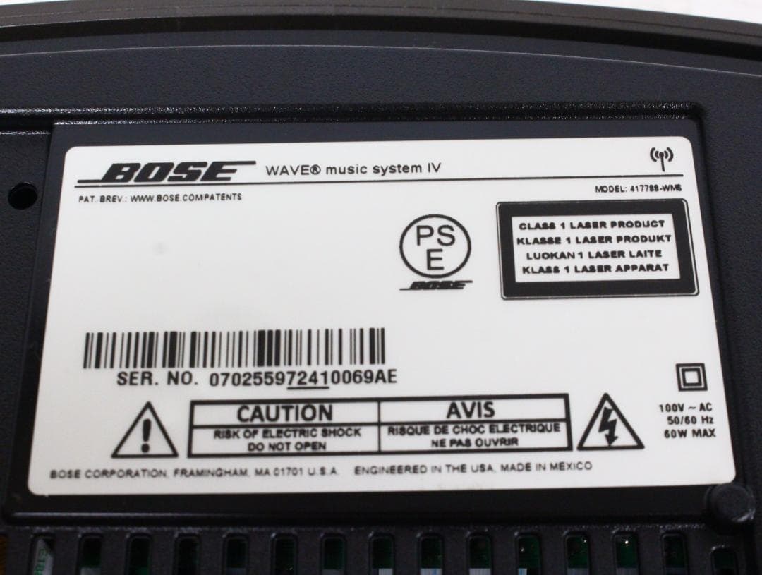 ▲BOSE WAVE ミニコンポ ブラック リモコン付き 417788-WMS