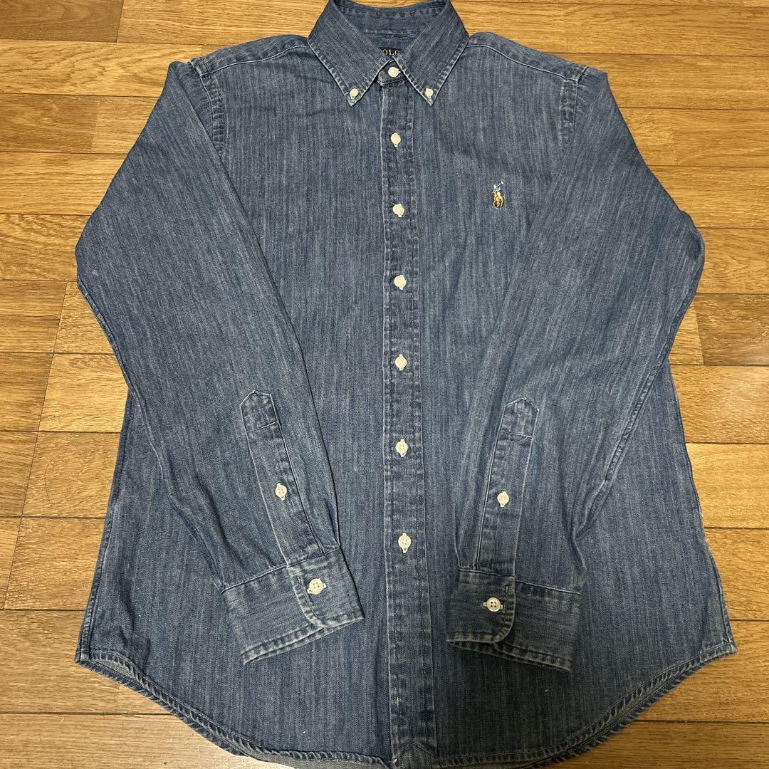 極美品　ラルフローレン　デニムダンガリーボタンダウンシャツ　クラシックフィットS