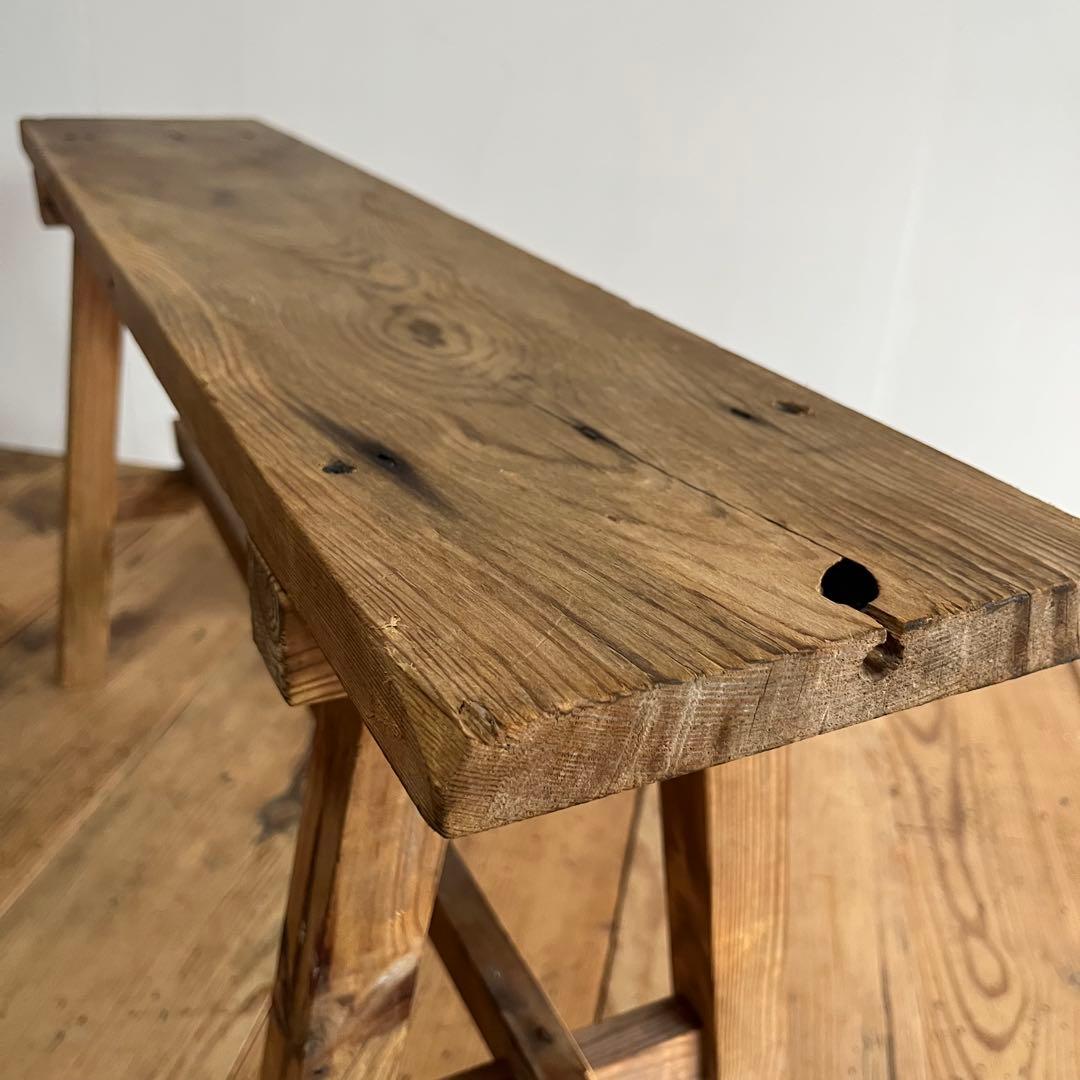 アンティーク 木製 展示台 ベンチ スツール 無垢材 レトロ 無塗装 z802