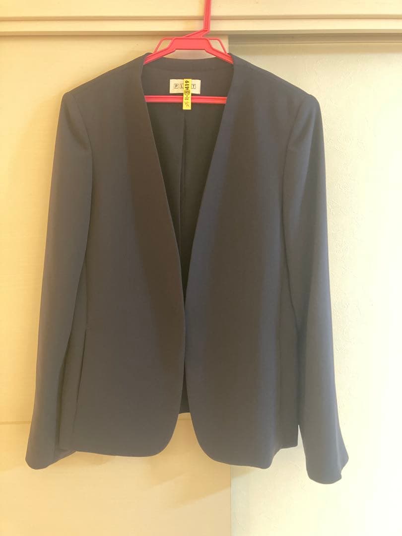 【美品】PLSTトリアセブレンドカラーレスジャケット パンツ セット