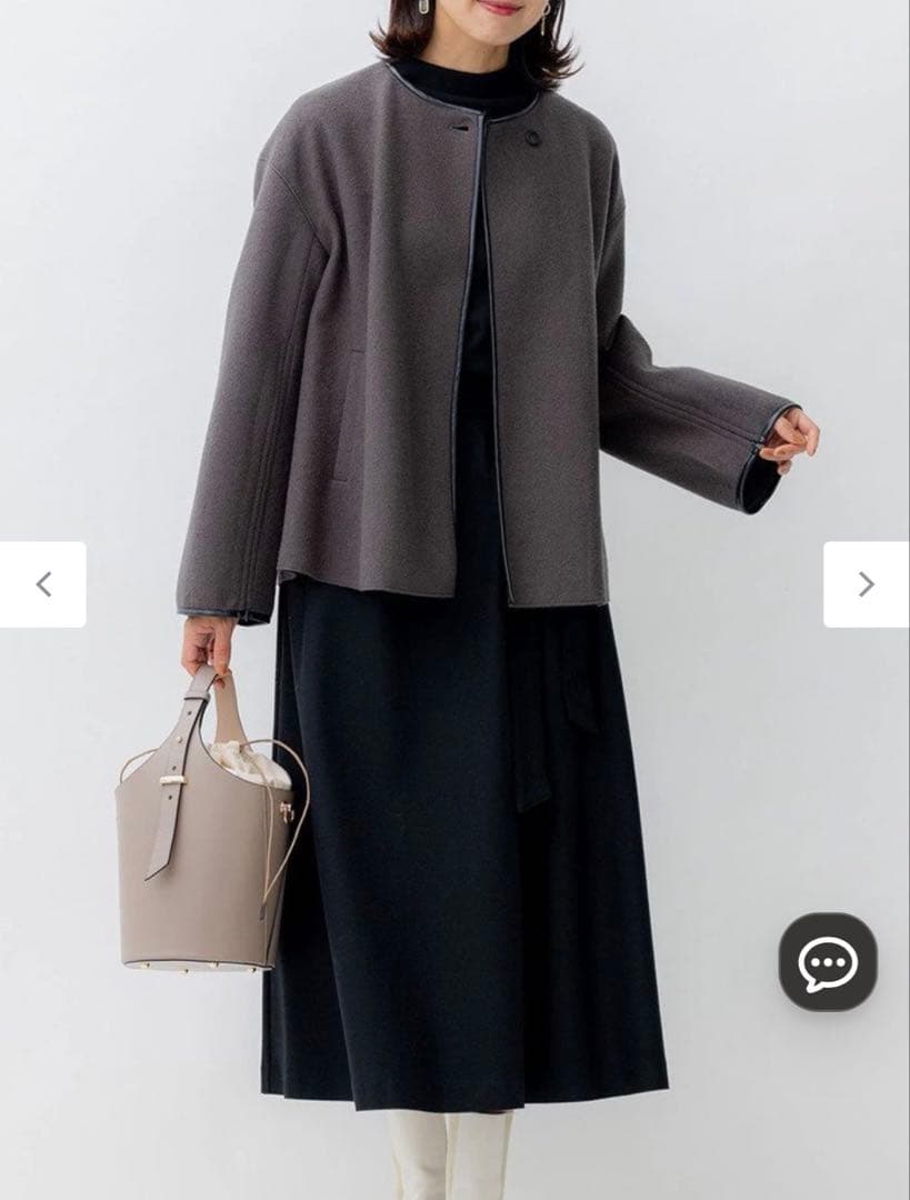 美品 23区L ノーカラー アウター 44 コート