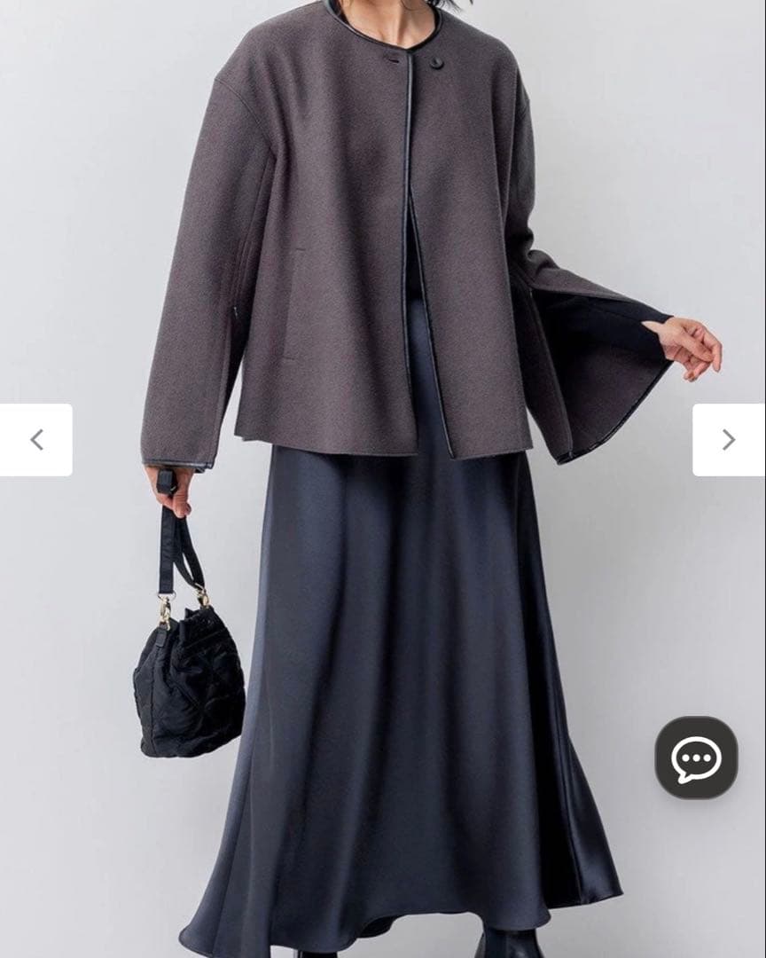 美品 23区L ノーカラー アウター 44 コート