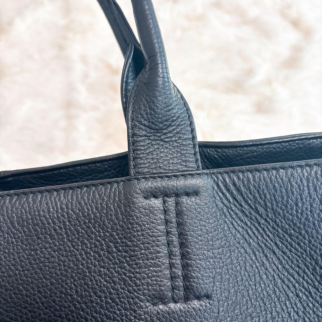 SHIPS 黒 レザー トートバッグ A4収納 シップス 本革 ビジネスバック