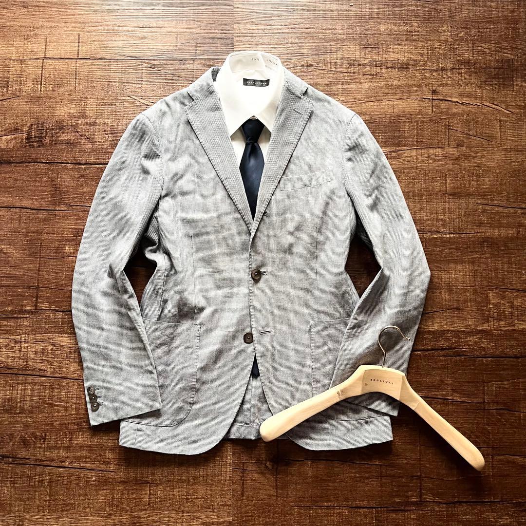 <美品>BOGLIOLI dover ネイビー コットンリネン　ジャケット 44