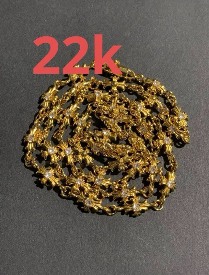 とも　22k ダイヤ　タイニークロスチェーン　ネックレス 50㎝